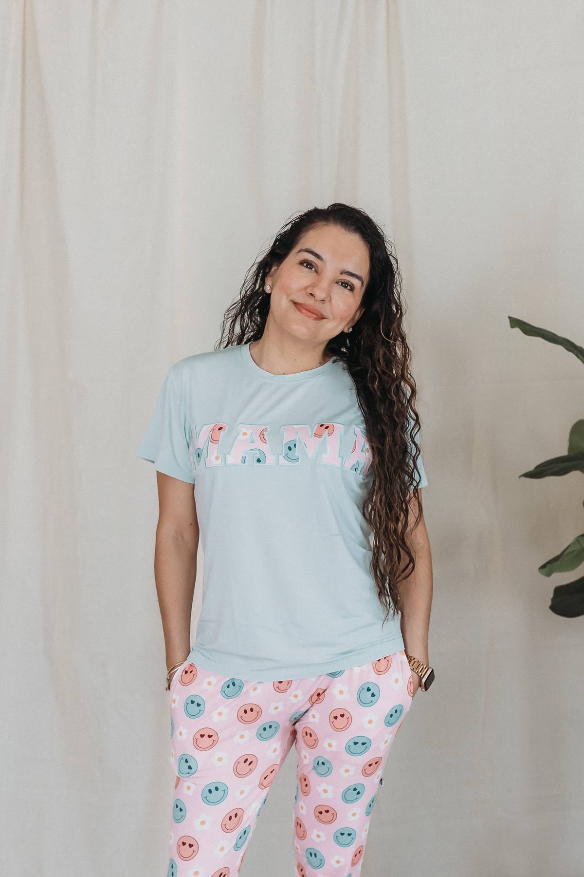 Happy Petals Embroidered MAMA Tee