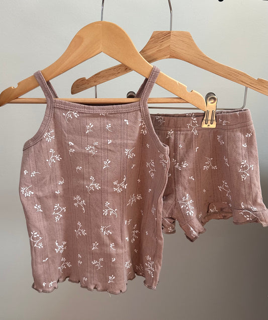 Pointelle Tank + Short Set in Mauve