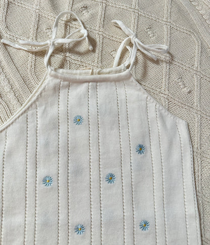 Blue Daisy Tie-Strap Knit Top