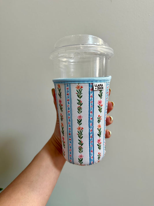 Floral Stripe Coffee Sleeve