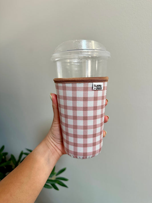 Beige Gingham Coffee Sleeve