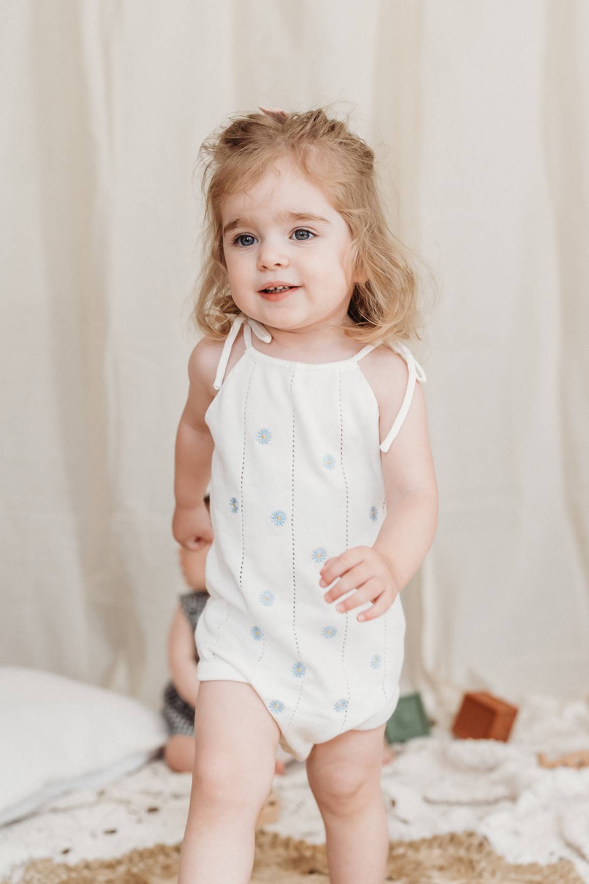 Blue Daisy Knit Romper