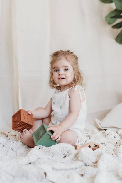 Blue Daisy Knit Romper