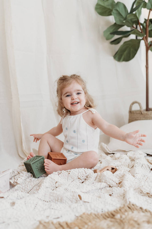 Blue Daisy Knit Romper